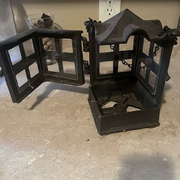 Vintage JOHN WRIGHT 1988 Cast Iron Candle Holder 9 In. Antique Style Lantern - Picture 8 of 9